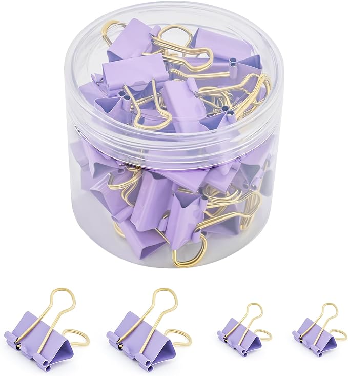 BAYTORY 40Pcs Purple Binder Clips, Binder Clips Assorted Sizes, Medium Small by BAYTORY