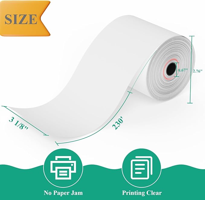 3 1/8" x 230' Thermal Paper Receipt Rolls, Cash Registers, Credit Card - Image 3