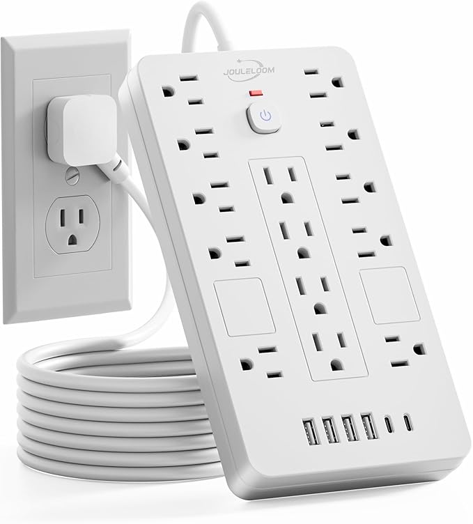 Surge Protector Power Strip-14 Outlets and 6 USB Ports, 6 Feet Flat Plug by Unknown