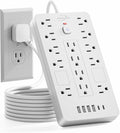 Surge Protector Power Strip-14 Outlets and 6 USB Ports, 6 Feet Flat Plug by Unknown