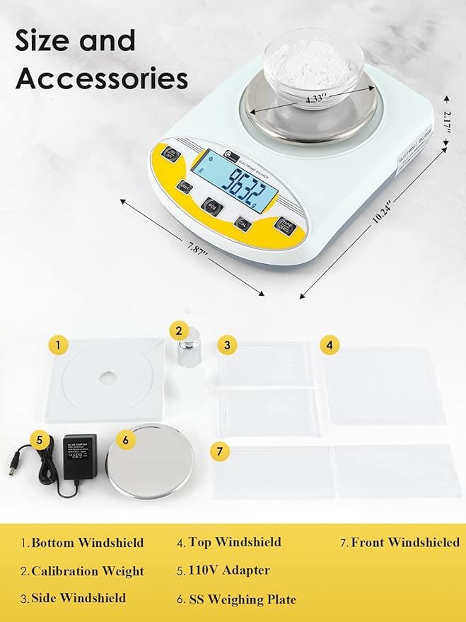 CGOLDENWALL Precision Lab Scale 1000gX0.01g Analytical Electronic Balance - Image 6