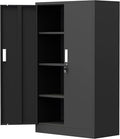 Metal Storage Cabinet with Locking Doors and 3 Adjustable Shelves, Lockable by JINKERFURNITURE
