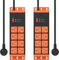 2 Pack Heavy Duty Power Strip 8 Outlets, Work Shop Outlet Strip Surge Protector by HHSOET