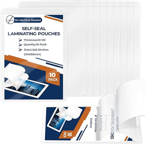 10 Pack 10 Mil 4"x6" Self Sealing Laminating Pouches Self Adhesive Lamination by Unknown