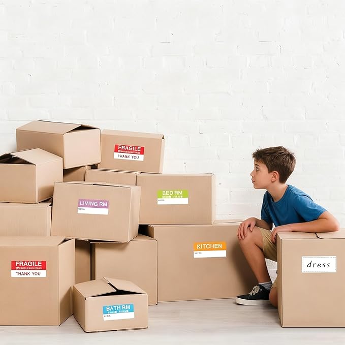 400 Pcs 1.65 x 3.5 Inches Large Home Moving Packing Box Labels, 6-Color Coded - Image 4