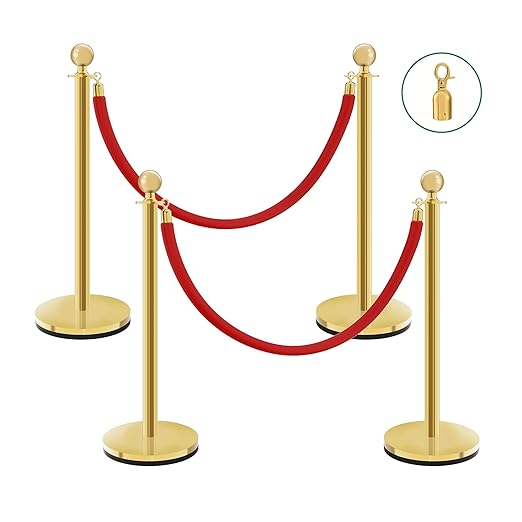 Gold Stanchions with Red Velvet Ropes by Unknown