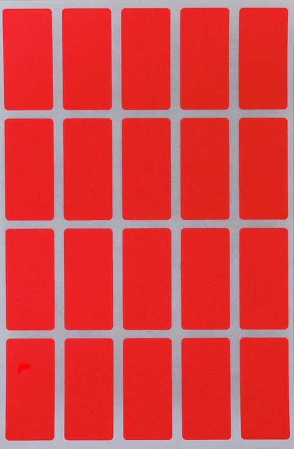 Royal Green Neon Red Rectangle Stickers 1.57 inch x 0.75 inch Rectangular Labels by RoyalGreen