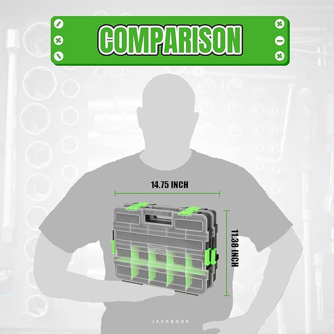 Tool Box with Transparent Lid, Single Side 17-Compartments Organizer Box with - Image 5