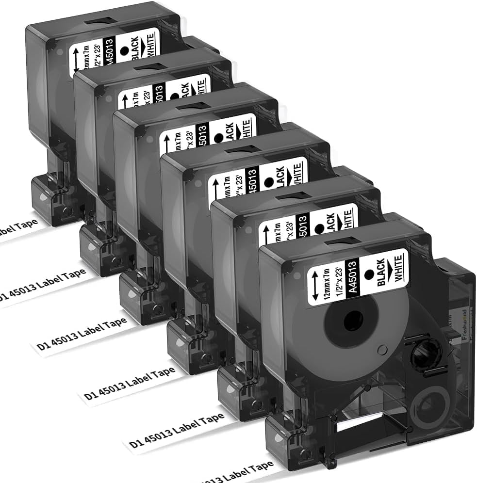 6X Replace for DYMO Label Maker Refills 1/2 in x 23Ft White 45013 by Freshworld