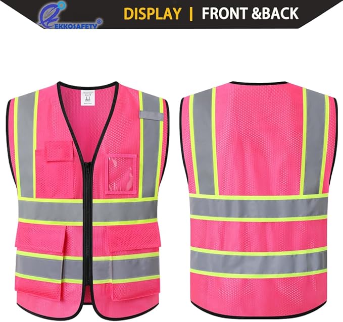 Safety Vest for Men Women, Mesh High Visibility Construction Work Vest - Image 5