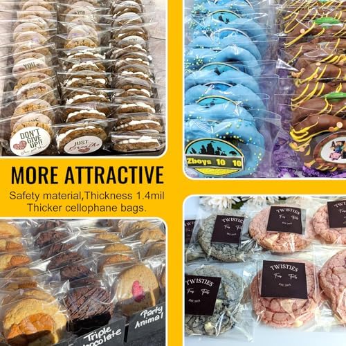 Self‑adhesive 200pcs 4X6 inch Clear Cellophane Bags Gift Wrap Treat Bags - Image 4
