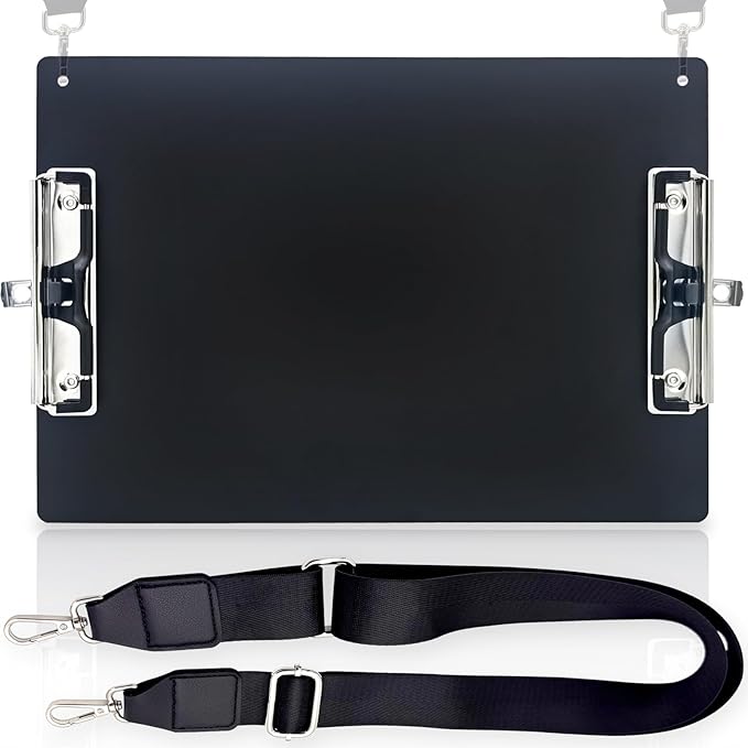 Aluminum Metal Clipboard with Detachable Adjustable Shoulder Strap A4 Double by Liushun