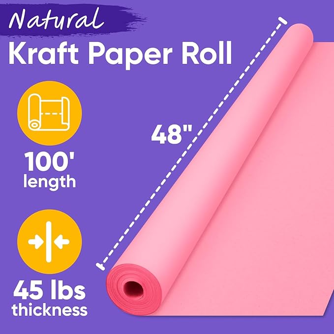 USA Made 48" x 1200" Pink Kraft Paper Roll, 45 lbs Thickness, American Quality - Image 2