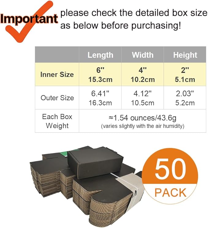 50 Pack 6x4x2'' Small Shipping Boxes, Corrugated Cardboard Mailers - Image 2