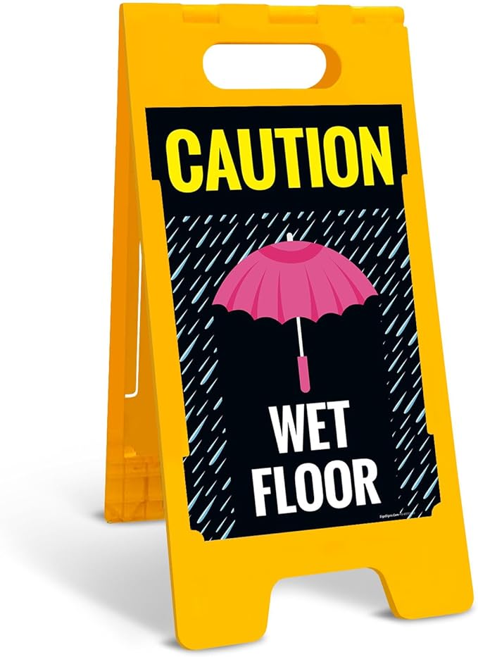 Caution Wet Floor Umbrella Sidewalk Sign Kit, 10x16 Inches, by SigoSigns
