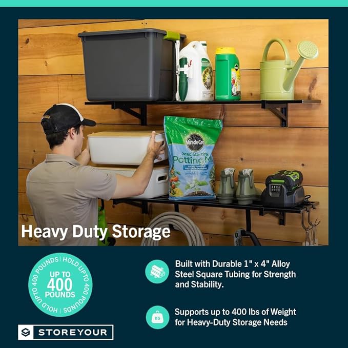 StoreYourBoard Heavy Duty Garage Shelf Wall Mount 1ft x 4ft – Wall-Mounted - Image 4