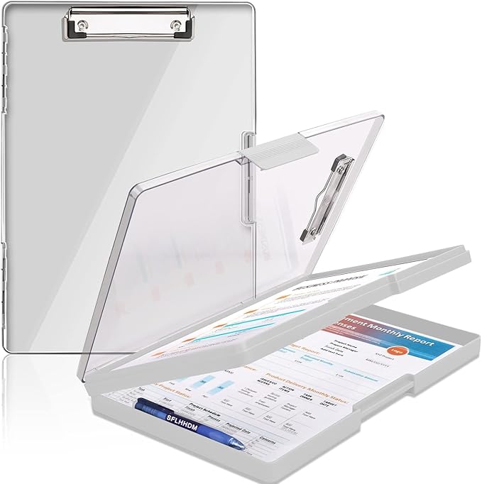 Clipboard with Storage, Heavy Duty Clip Boards 8.5x11 with 2 Storage Case by SFLHHDM