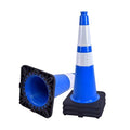 4 Pack 28 Inch Blue PVC Traffic Cones Black Base Stable Flexible, Road Safety by OranclUS