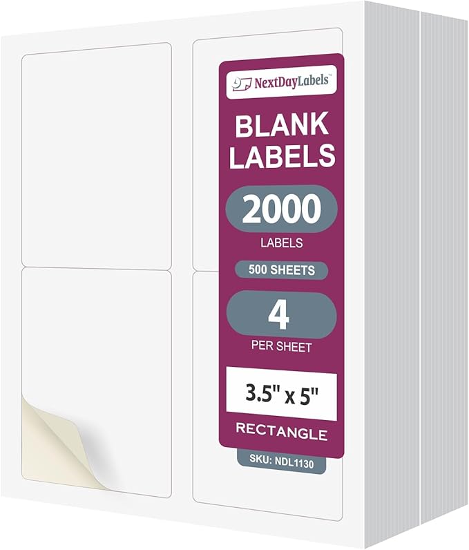 NextDayLabels – 3.5" x 5" Rectangular Sticker Labels by NextDayLabels