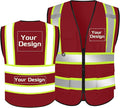Custom Safety Vest with Logo Pockets High Visibility Reflective Vests by CustomTok