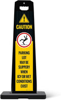 Caution Parking Lot May Be Slippery When Icy Or Wet Conditions Vertical Panel by SigoSigns