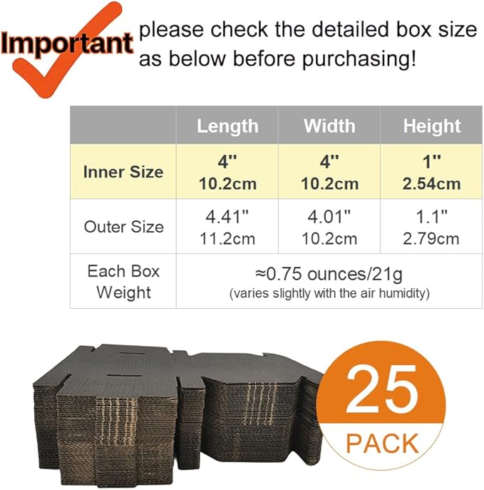 4x4x1'' Small Shipping Boxes 25 Pack, Corrugated Cardboard Mailers - Image 2