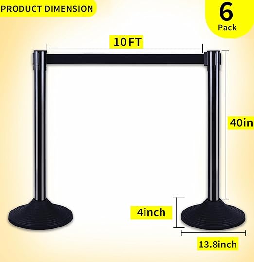 6PACK BESEA Crowd Control Stanchions Set Heavy Duty Crowd Control Barriers - Image 3