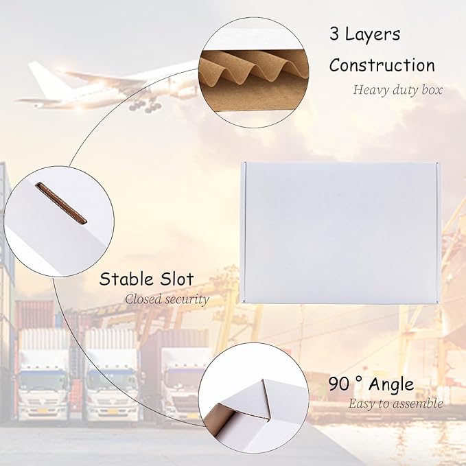 10x7x3 inch Shipping Boxes Set of 25，White Corrugated Cardboard Box - Image 2