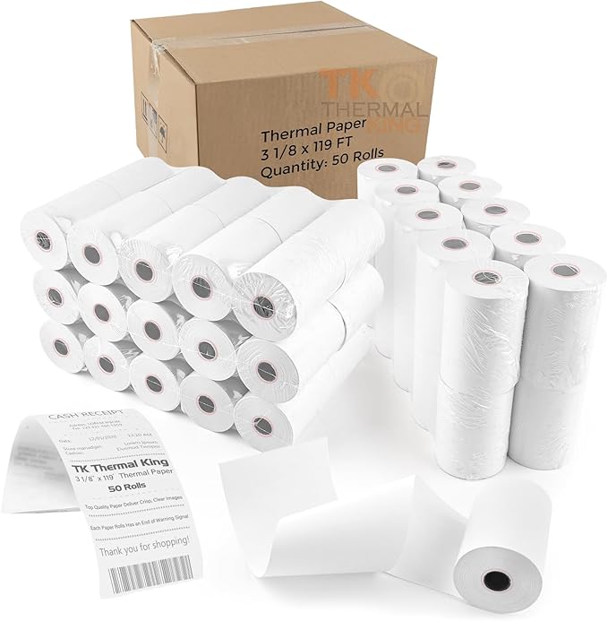 3 1/8" x 119' Thermal Paper, POS Receipt Paper by TKThermalKing