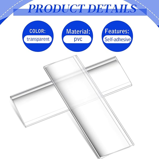 Yexiya 150 Pieces 3 x 1 Inch Clear Plastic Self Adhesive Label Holders Clear - Image 6