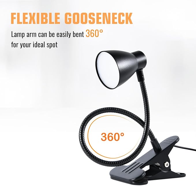 Clamp Desk Lamp, Clip on Reading Light, 3000K-6500K Adjustable Color Temperature - Image 9