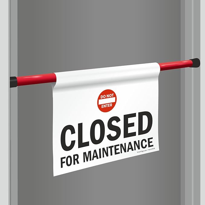 SmartSign 3-Pack 'Closed For Maintenance' Hanging Doorway Barricade Sign - Image 3