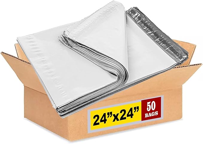 iMBAPrice 50 - 24x24 Premium Matte Finish Self-Sealing Non-Padded White Poly by iMBAPrice