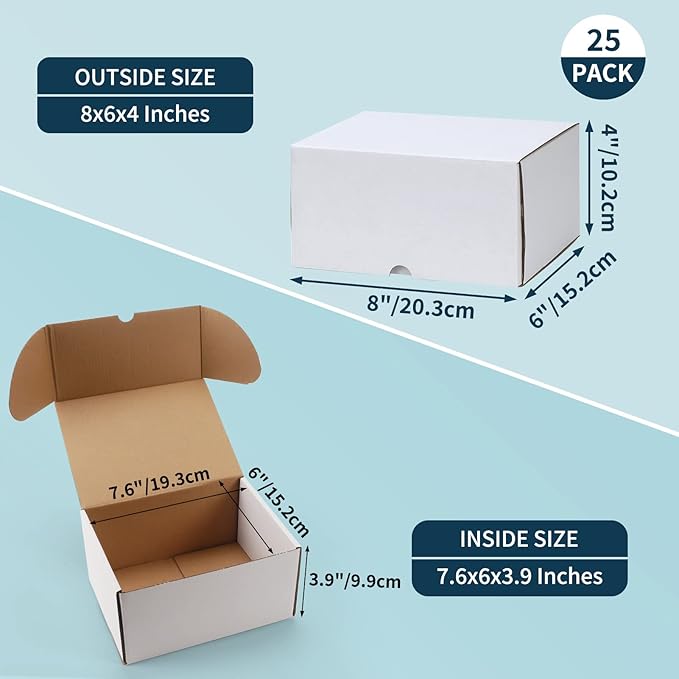 WIFTREY 8x6x4 Small Shipping Boxes 25 Pack - Image 2