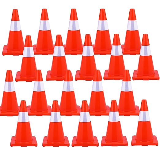 20 Pack Traffic Safety Cones 18 Inch, PVC Orange Safety Cones by Towallmark