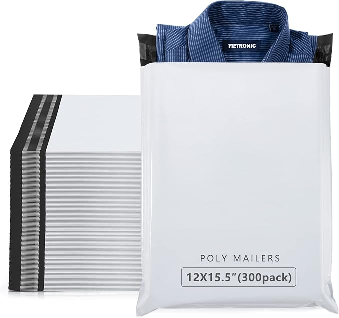 Metronic 300 Pcs Poly Mailers 12x15.5, Medium Size Shipping Bags by METRONIC