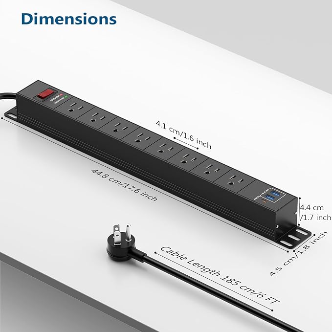8 Outlet Heavy Duty Power Strip - Image 7