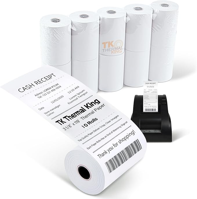 3 1/8" x 119' Thermal Paper, POS Receipt Paper by TKThermalKing