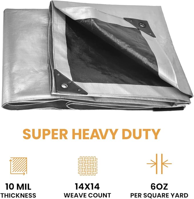 WHITEDUCK Super Heavy Duty Poly Tarp Cover 16 Mil & 10 Mil - Image 3