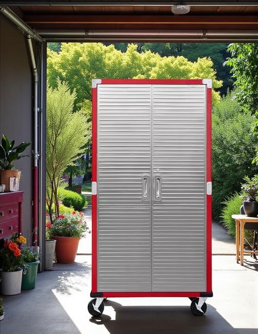 Heavy-Duty Commercial Storage Cabinet (Red, 36" W x 18" D x 72" H) - Image 7