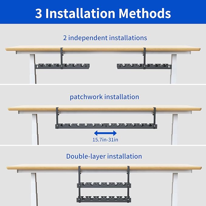 31Inch Extendable Under Desk Cable Management Tray Multi-Model Metal Cable - Image 3