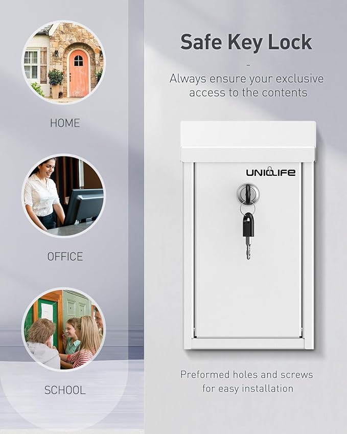 Uniclife Key Drop Box for Outside, Safe Suggestion Box, Wall Mounted Mailbox - Image 6