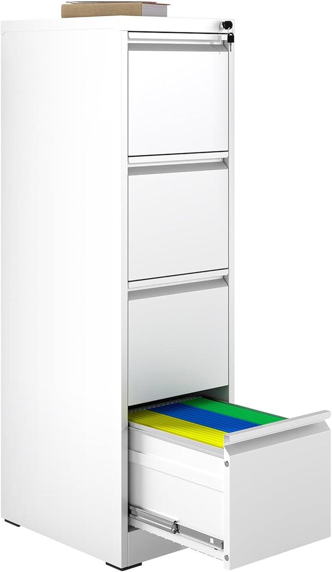 4 Drawer File Cabinet with Lock, Vertical Filing Cabinets by Unknown