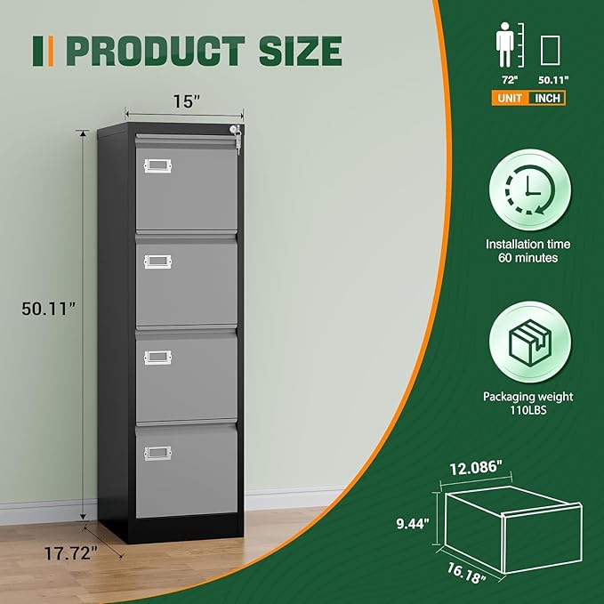 Letaya 4 Drawer File Cabinet - Image 3