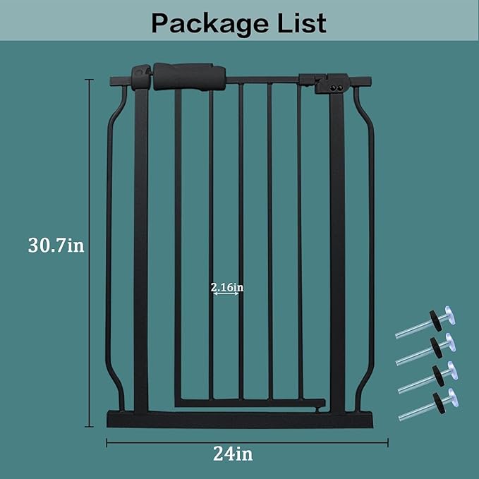 Narrow Baby Gates for Stairs Doorways Auto Close Tension Black Metal Child Pet - Image 7