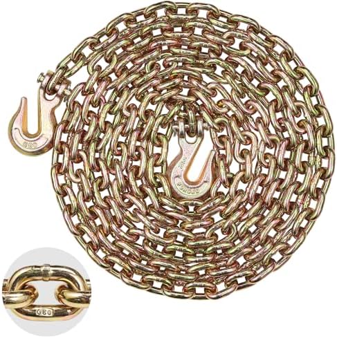 VEVOR G80 Transport Binder Chain, 5/16" x 14.2' Tow Chain with Clevis Grab Hooks, 4900 lbs Safe Working Load, Heavy Duty Trailer Logging Chain for Transporting Towing Truck Tie Down Binding Equipment by VEVOR