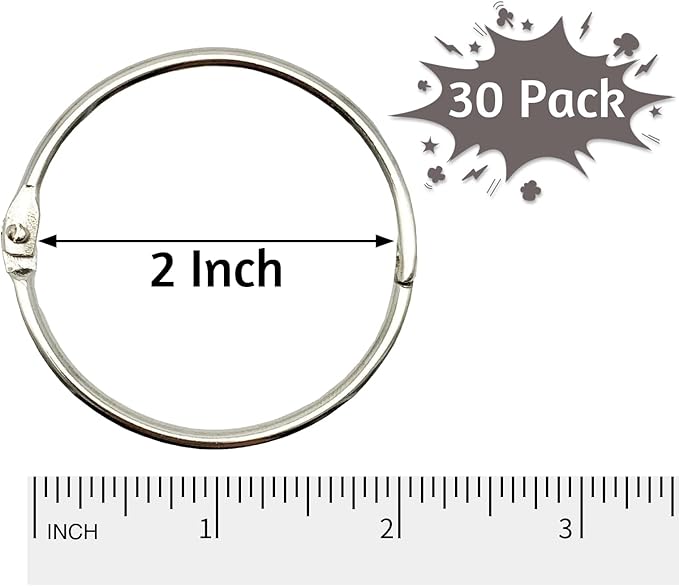 OWLKELA 2 Inch 30 Pack Loose Leaf Binder Rings, Keychain Key Ring - Image 2