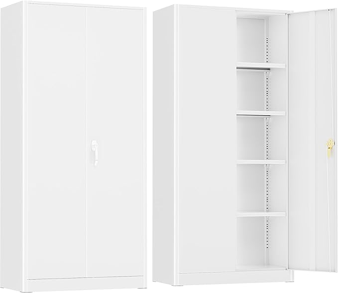 Crownland 72" Lockable Metal Storage Cabinet, Garage Storage Cabinets, High by Crownland