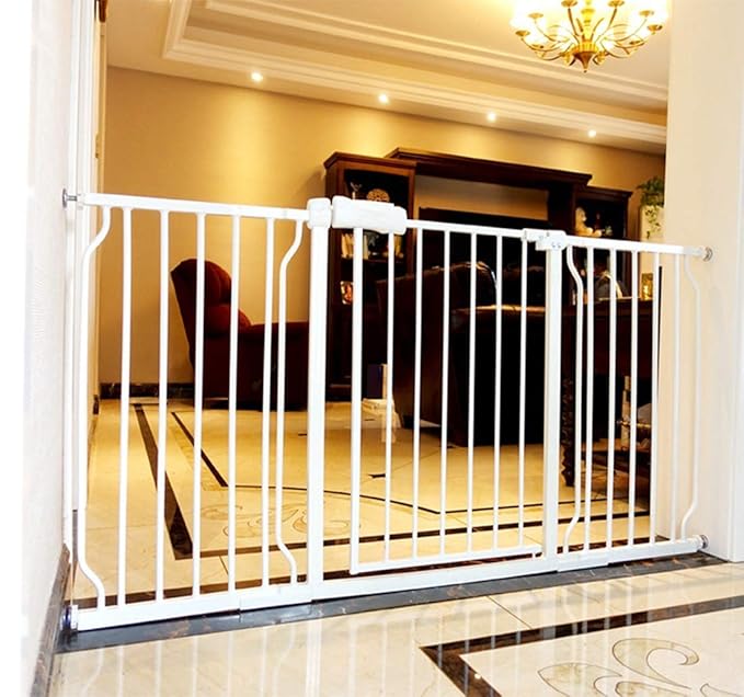 ALLAIBB Extra Wide Pressure Mount Baby Gate Auto Close White Metal Child Dog by ALLAIBB