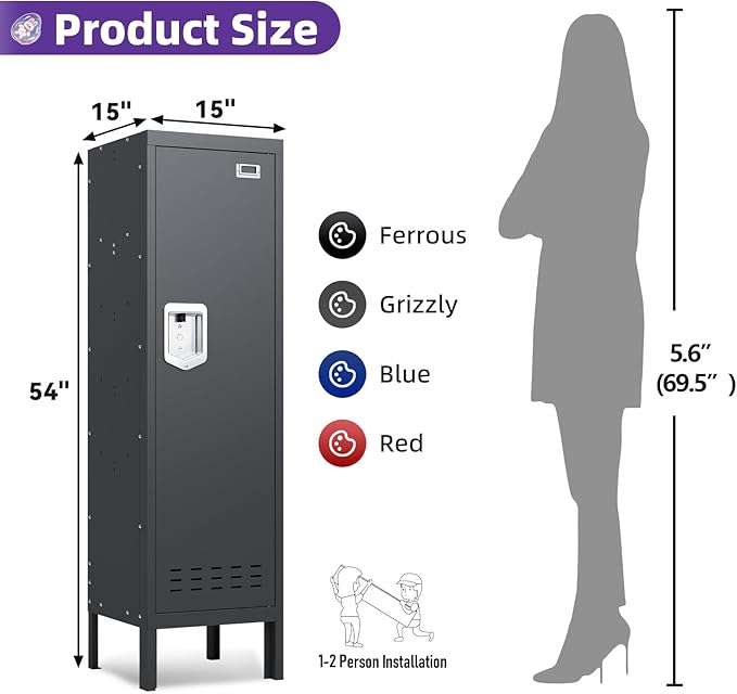 Metal Cabinet Home Office Storage, Lockable Steel Locker - Image 3